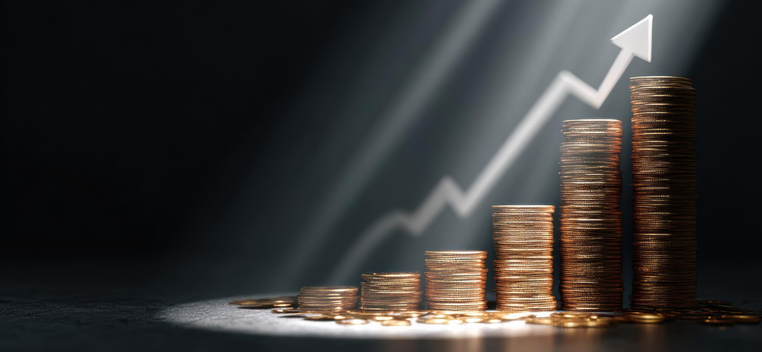 Piles de pièces ascendantes illustrant les revenus croissants d'un franchisé B2B